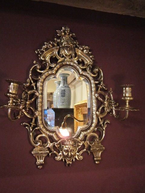 Decorative Victorian Brass Wall Mirror Scounce