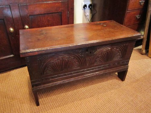 Small George I Period Oak Six Plank Coffer