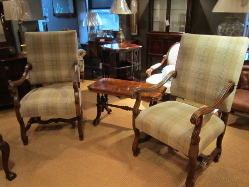 Fine Pair of Mid Victorian Walnut Upholstered Armchairs