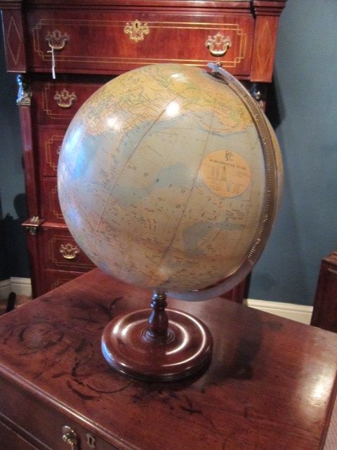 Art Deco Paper Mache 14" Terrestrial Globe