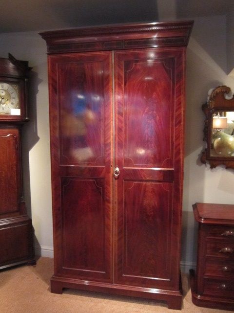 Superb Edwardian Mahogany Inlaid Wardrobe