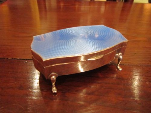 Exquisite George V Silver & Enamel Jewel Box