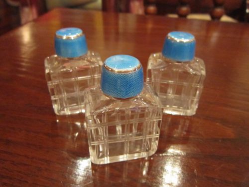 Set of Three Art Deco Enamel & Silver Scents
