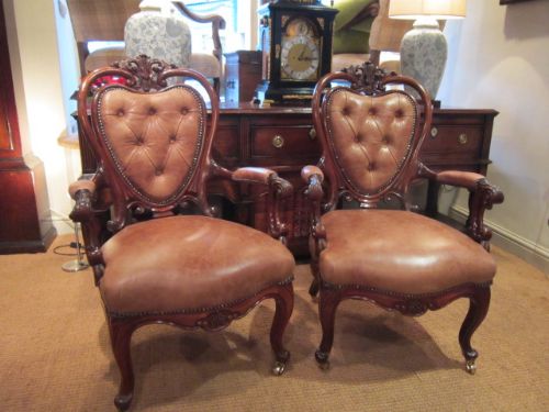 Stunning Pair of Early Victorian Buttoned Armchairs