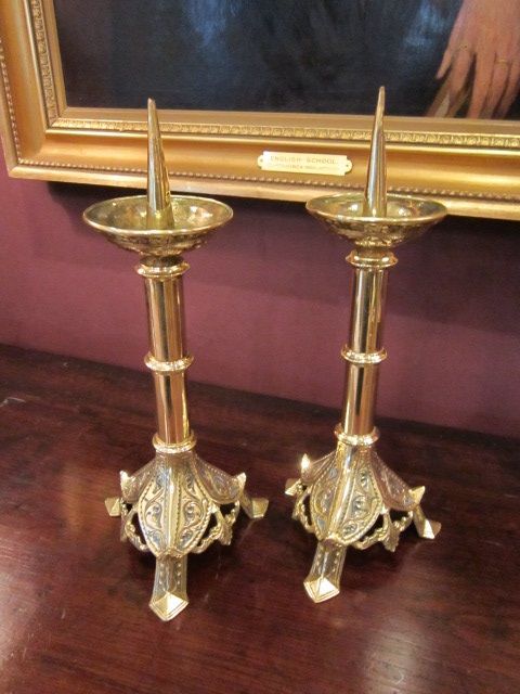Small Quality Pair of Victorian Pricket Candlesticks