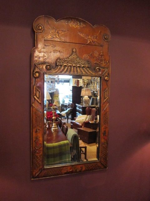 Very Unusual 19th Century Japanese Lacquered Wall Mirror