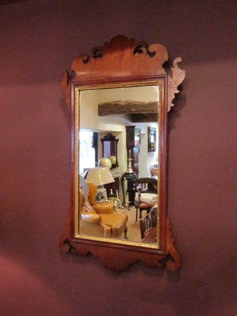 George III Period Walnut Fretted Wall Mirror