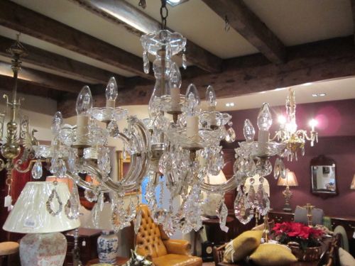 Impressive Edwardian Crystal Cut Glass Chandelier