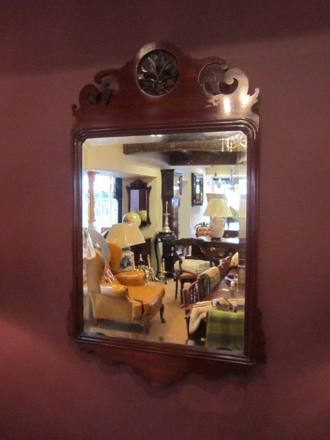George III Period Mahogany Fretted Wall Mirror