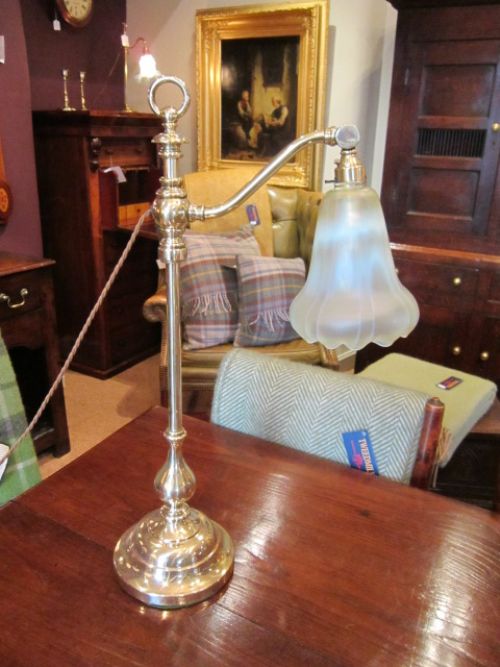 Quality Edwardian Brass Rise & Fall Table Lamp
