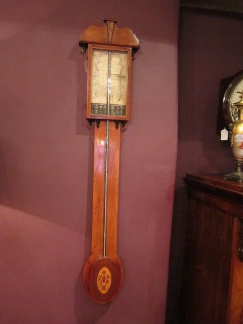Fine George III Sheraton Inlaid Stick Barometer
