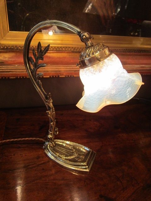 Edwardian Vaseline Glass Desk Lamp