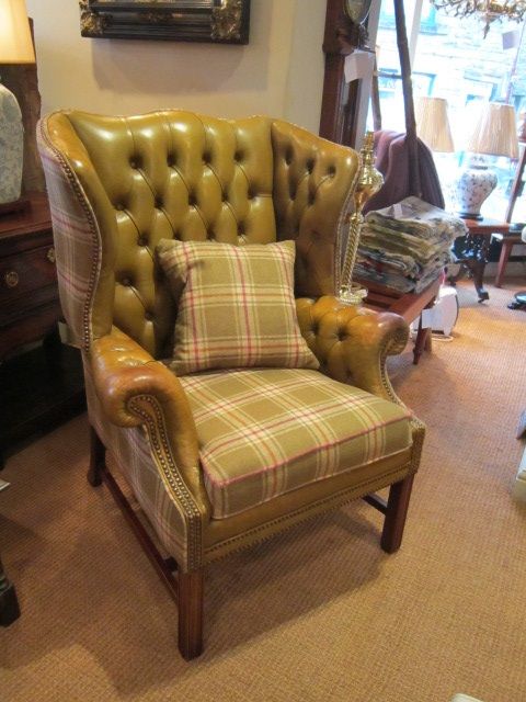 Superb Edwardian Leather Buttoned Wing Armchair