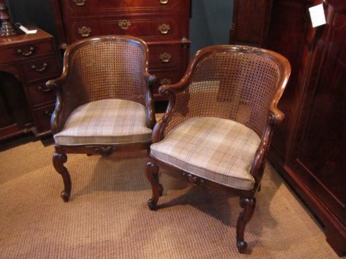 Fine Pair of William IV Bergere Library Chairs