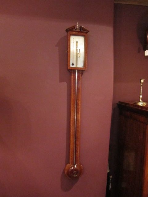 Superb George III Fruitwood Inlaid Stick Barometer