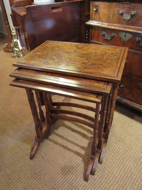 Quality Edwardian Burr Walnut Nest of Tables