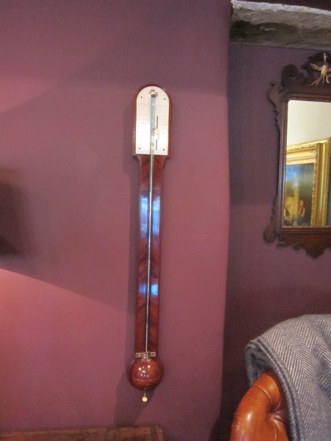 Fine Regency Flame Mahogany London Stick Barometer
