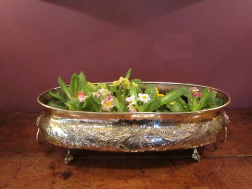 Quality Victorian Brass Decorative Oval Jardinere