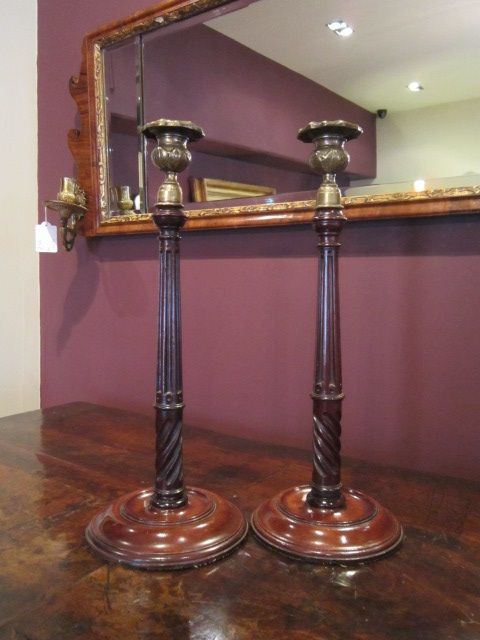 Fine Pair of George III Mahogany Candlesticks