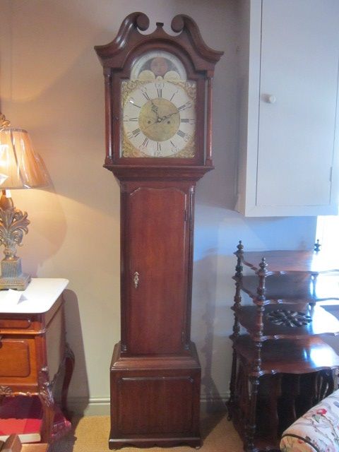 Fine Small George III Rolling Moon Longcase Clock
