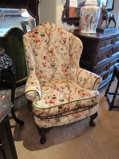 Superb Mid Victorian Upholstered Wing Armchair