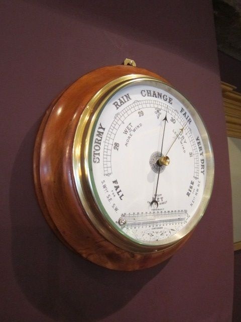 Superb Victorian Polished Walnut Aneroid Barometer