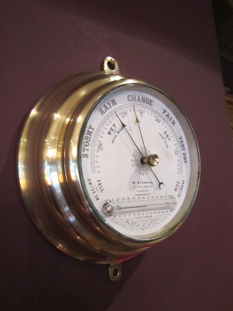 Quality Victorian Brass Cased Cardiff Marine Barometer