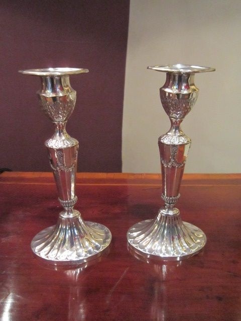 Quality Pair of Victorian Silver Classical Candlesticks