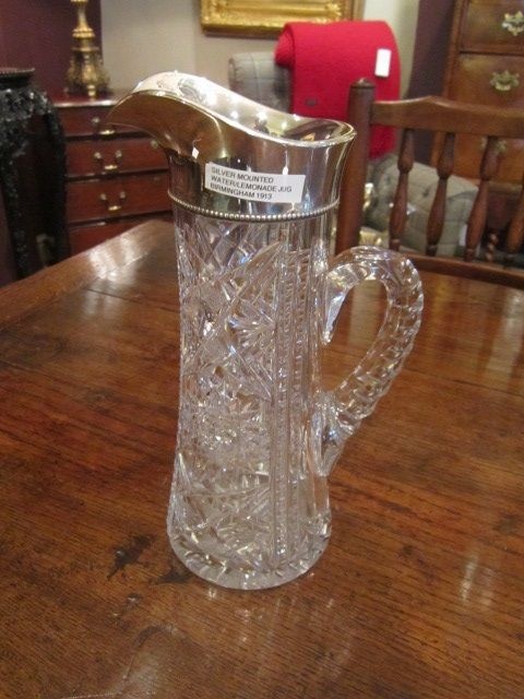 Superb George V Silver Mounted Cut Glass Lemonade Jug