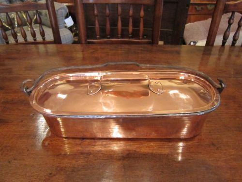 Original Mid 19th Century Oval Copper Fish Kettle