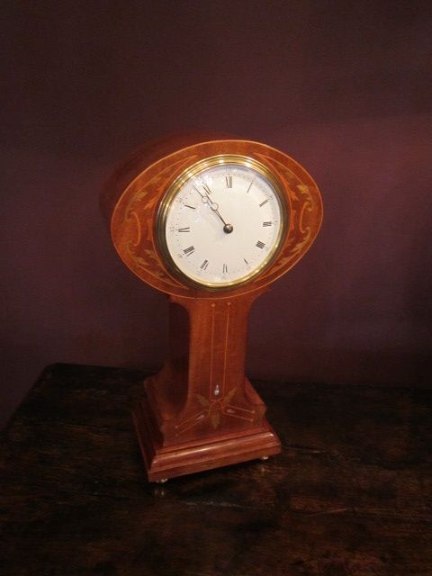 Elegant Art Nouveau Inlaid Mantel Clock