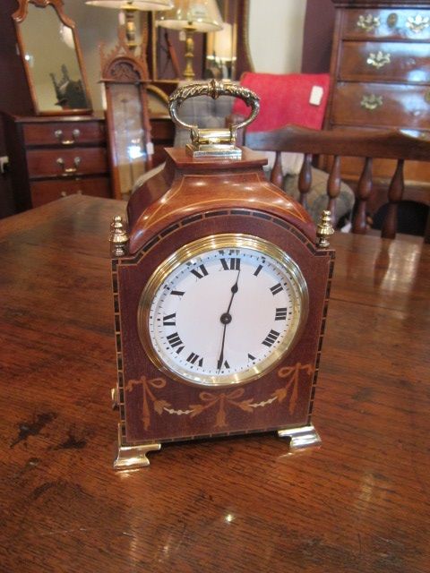 Superior Edwwardian Inlaid Lancet Mantel Clock