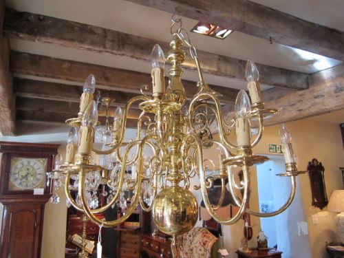 Superb Edwardian Two Tier Solid Brass Chandelier