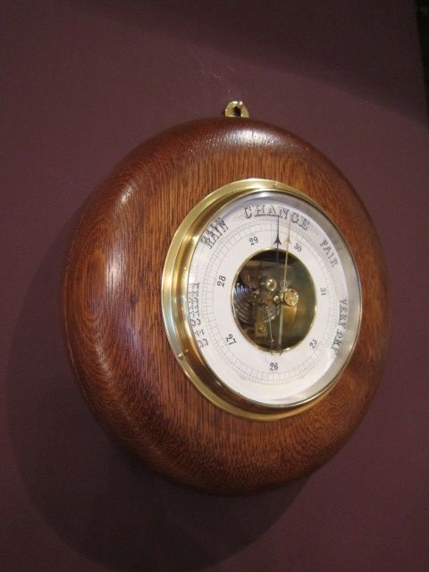 Edwardian Polished Oak Aneroid Barometer