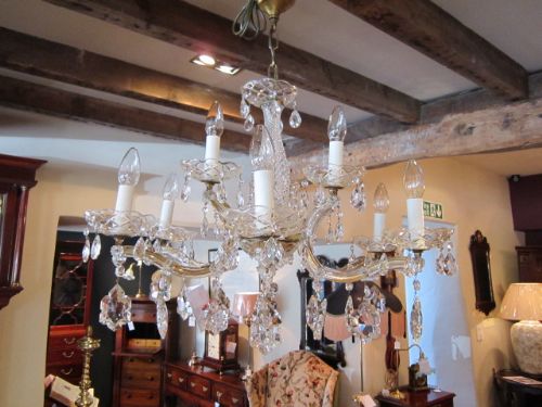 Superb 1920'S Crystal Cut Glass Chandelier