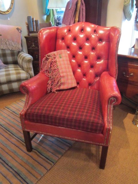 1920'S Moroccan Red Leather Wing Armchair