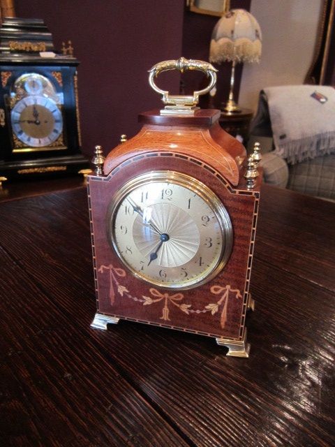 Fine Edwardian Sheraton Inlaid Mantel Clock