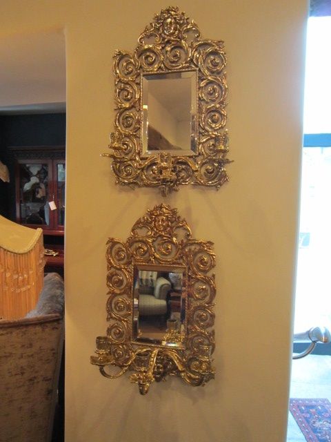 Decorative Pair of Victorian Mirror Wall Scounces