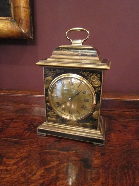 Superb Victorian Chinoserie Lacquered Mantel Clock