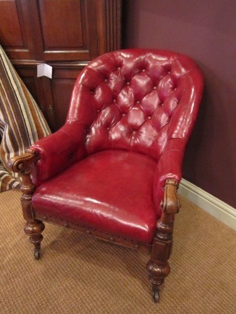 High Quality William IV Leather Library Armchair
