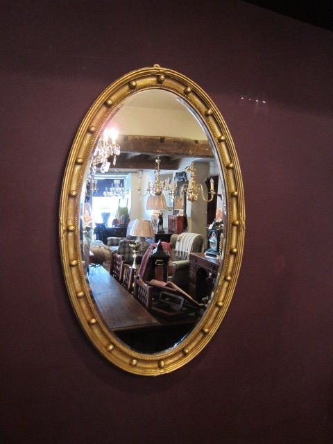 Fine Regency Plaster Gilt Oval Wall Mirror
