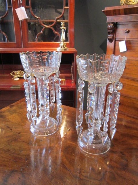 High Quality Pair of Victorian Glass Lustres