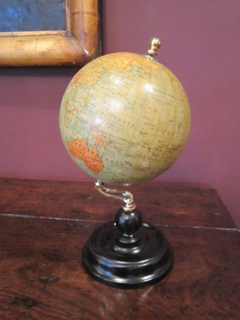 Small 1920'S 6" Paper Mache Terrestrial Globe