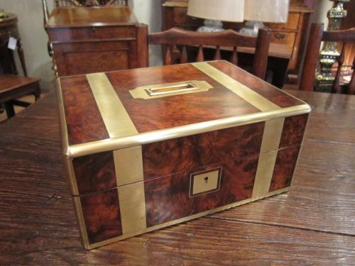 Stunning Early Victorian Walnut & Brass Jewellery Box