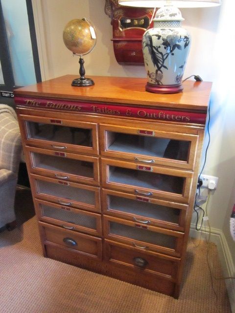 Quality 1920'S Polished Oak Haberdashery Cabinet