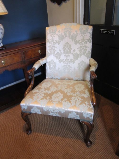 Superb George III Walnut Gainsborough Armchair