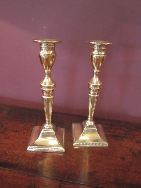 Quality Pair of George III Period Brass Candlesticks