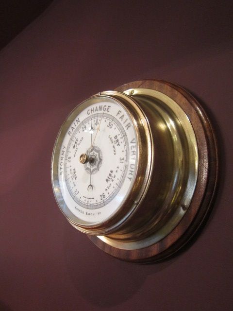 Quality Edwardian Brass Bulkhead Marine Barometer