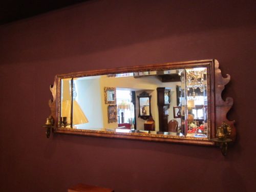 Superb George III Walnut Double Scounce Wall Mirror
