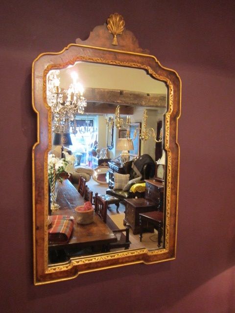 Quality Mid Victorian Burr Walnut & Gilt Wall Mirror